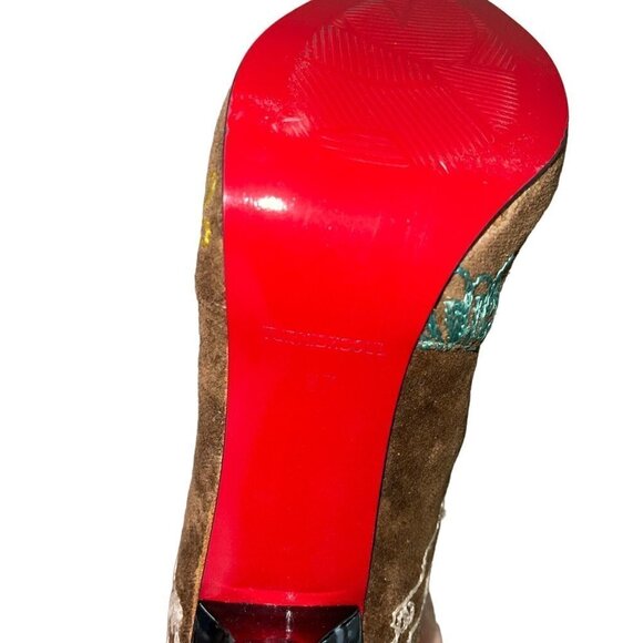 Turkish Soul Vintage Womens Boots Size 37 Brown Over The Knee Embroidered - Picture 15 of 16